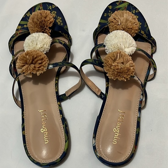 J. McLaughlin Mandy Midnight Floral Pom Pom Sandals - Picture 2 of 5